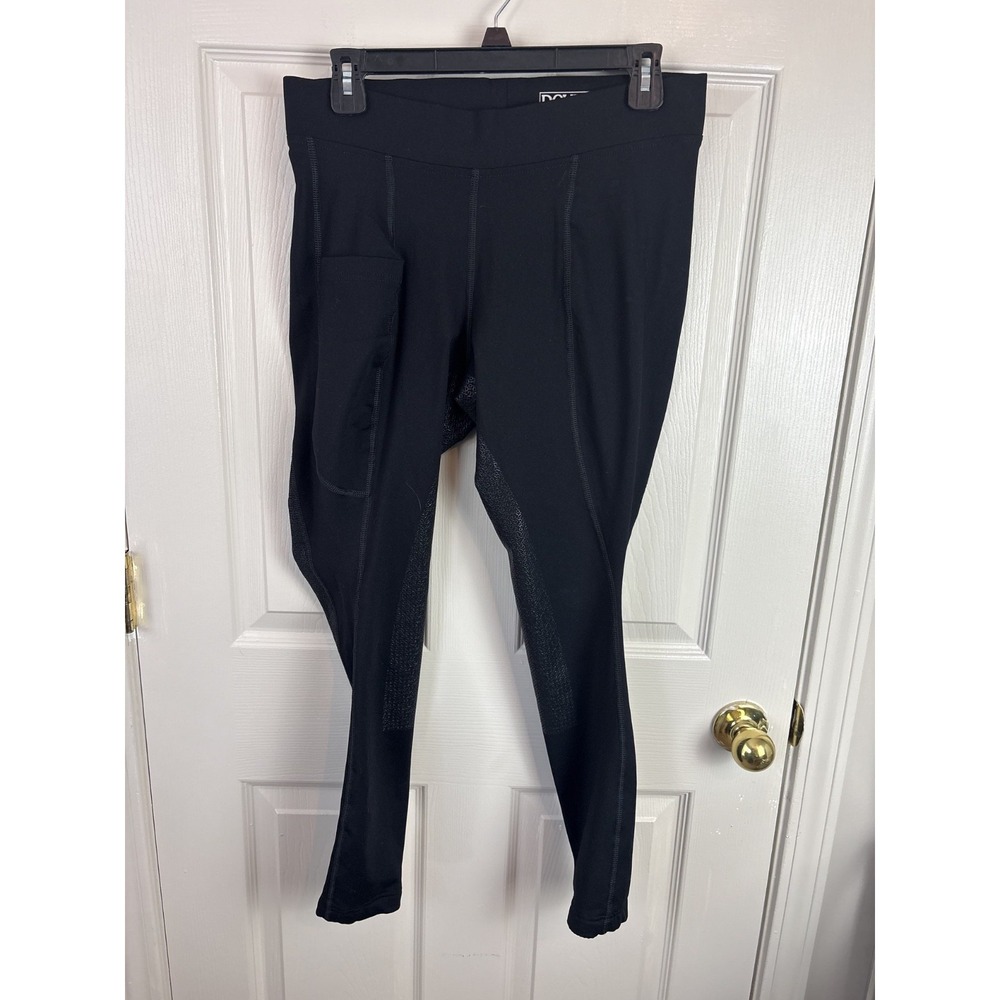 Dover Saddlery Riding Tights Women Large Black Excellent Full Seat Side Pocket